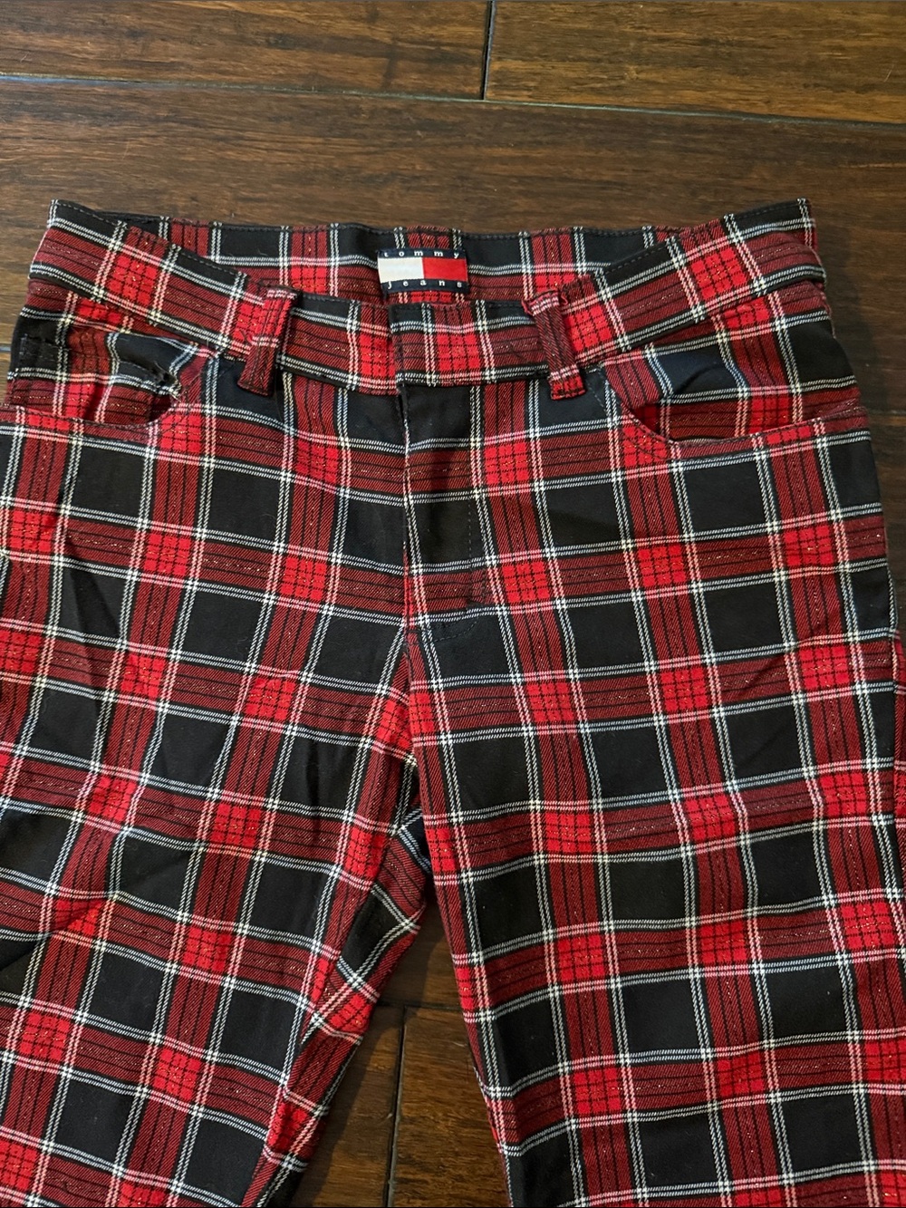 Tommy Jeans Tommy Hilfiger Y2K vintage retro red/black tartan plaid pants size 5 - Picture 5 of 15